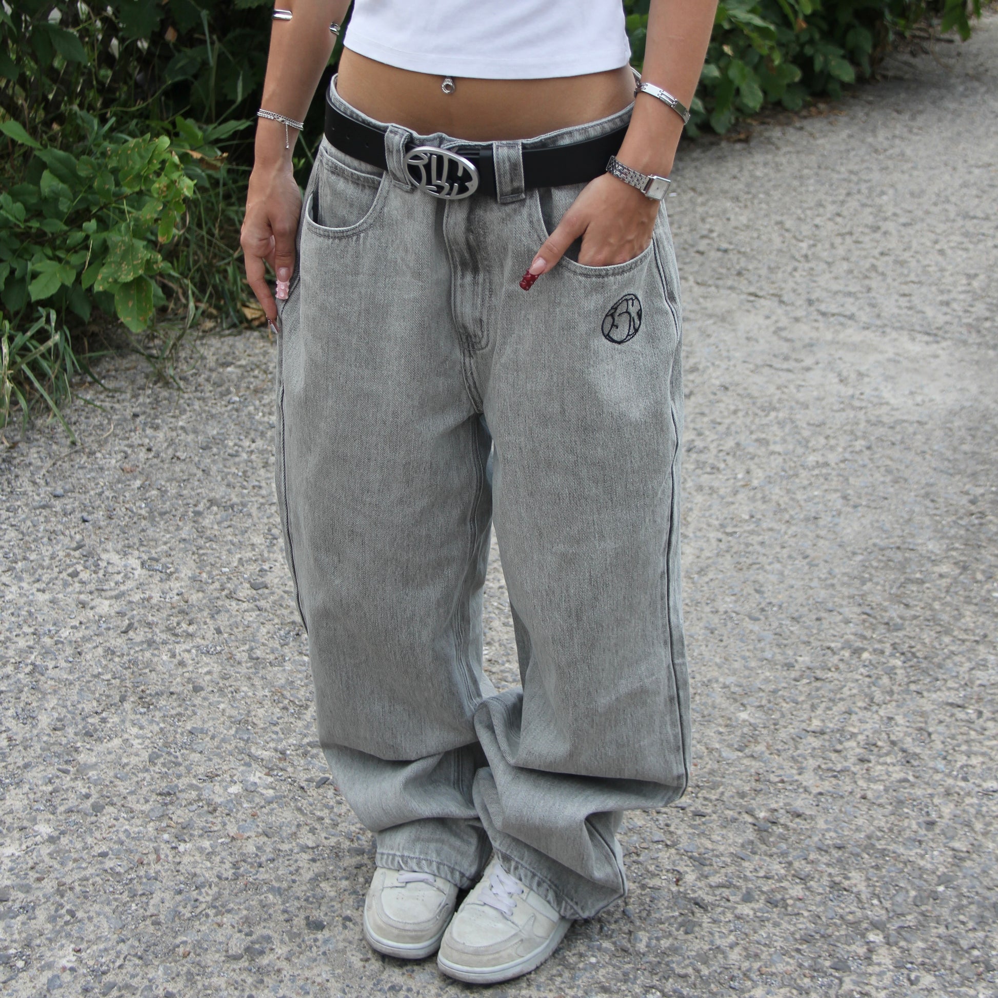 Light grey baggy denim